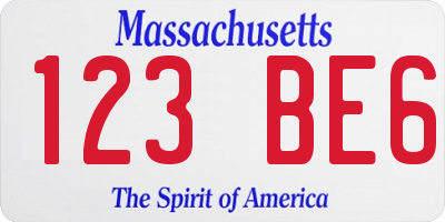 MA license plate 123BE6