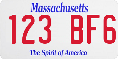 MA license plate 123BF6