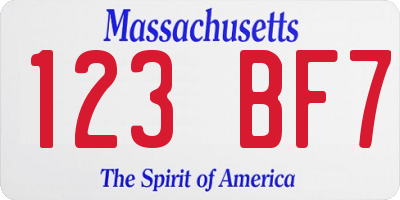 MA license plate 123BF7