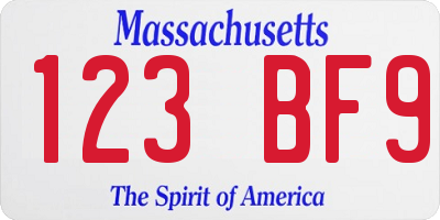 MA license plate 123BF9
