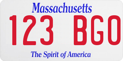 MA license plate 123BG0