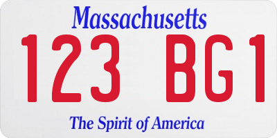 MA license plate 123BG1