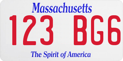 MA license plate 123BG6