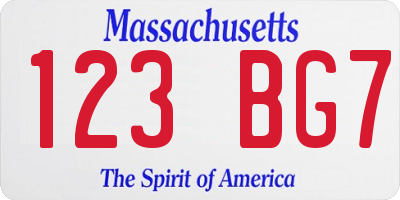 MA license plate 123BG7