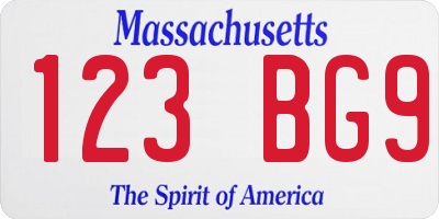 MA license plate 123BG9