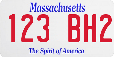 MA license plate 123BH2