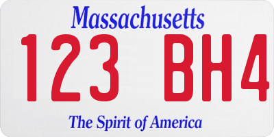 MA license plate 123BH4