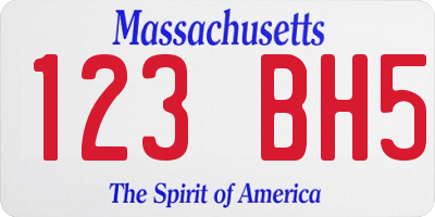 MA license plate 123BH5