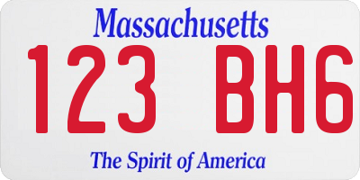 MA license plate 123BH6