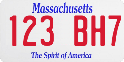 MA license plate 123BH7