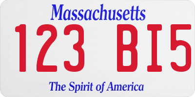 MA license plate 123BI5