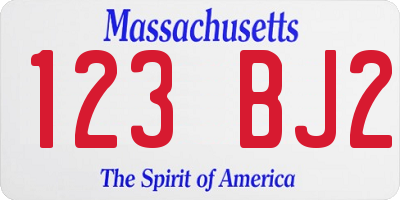 MA license plate 123BJ2