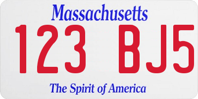 MA license plate 123BJ5