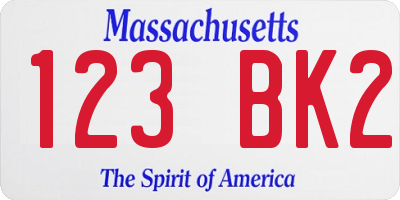 MA license plate 123BK2