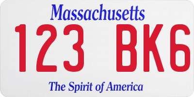 MA license plate 123BK6