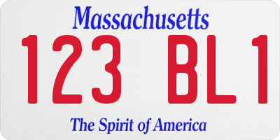 MA license plate 123BL1