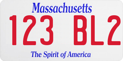 MA license plate 123BL2