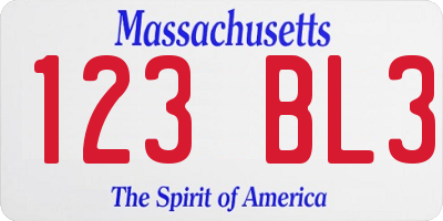 MA license plate 123BL3