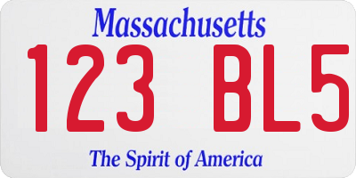 MA license plate 123BL5