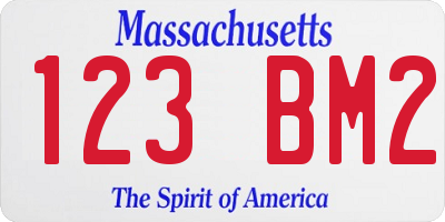 MA license plate 123BM2