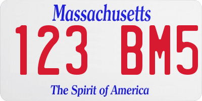MA license plate 123BM5