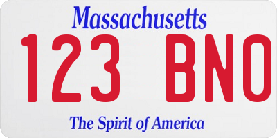 MA license plate 123BN0