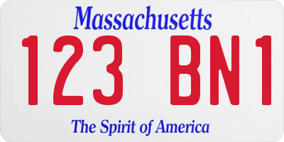 MA license plate 123BN1