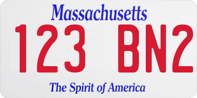 MA license plate 123BN2