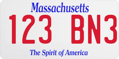 MA license plate 123BN3