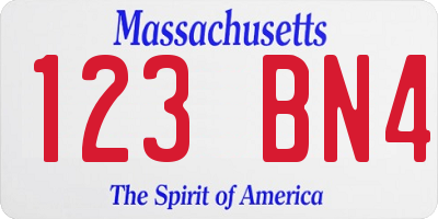 MA license plate 123BN4