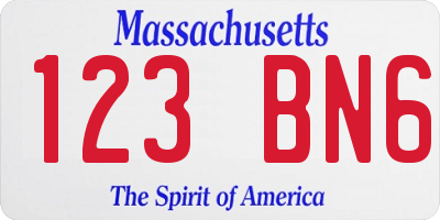 MA license plate 123BN6