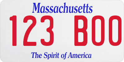 MA license plate 123BO0