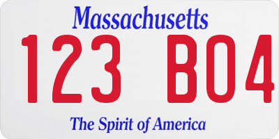 MA license plate 123BO4