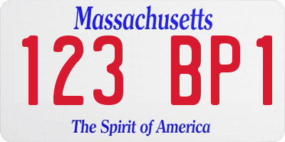 MA license plate 123BP1