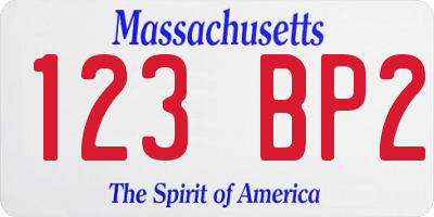 MA license plate 123BP2
