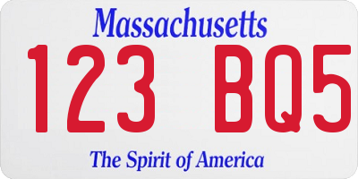 MA license plate 123BQ5