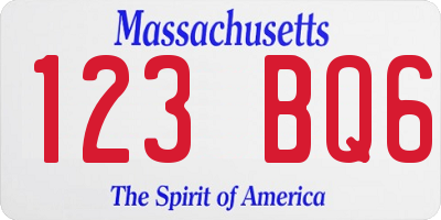 MA license plate 123BQ6