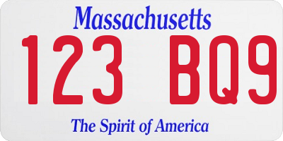 MA license plate 123BQ9