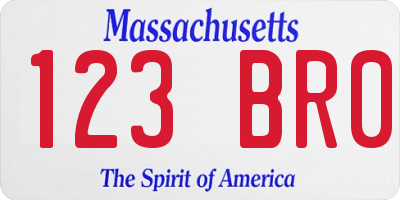 MA license plate 123BR0