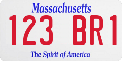 MA license plate 123BR1