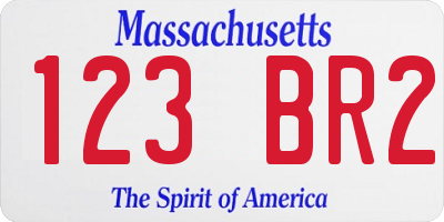 MA license plate 123BR2