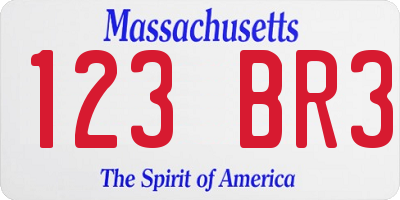 MA license plate 123BR3