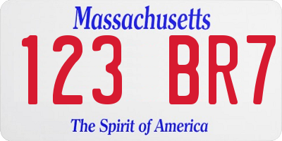 MA license plate 123BR7