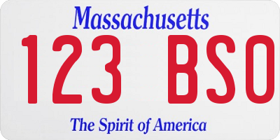 MA license plate 123BS0