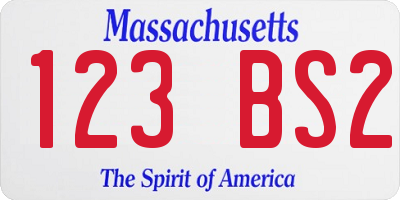 MA license plate 123BS2