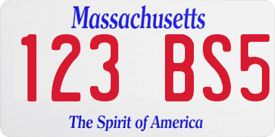 MA license plate 123BS5