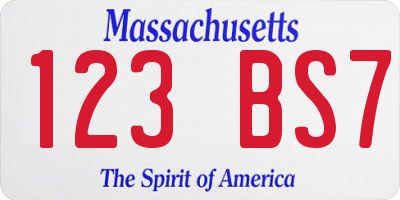 MA license plate 123BS7