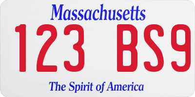MA license plate 123BS9