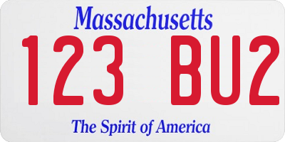 MA license plate 123BU2