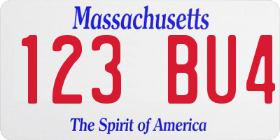 MA license plate 123BU4